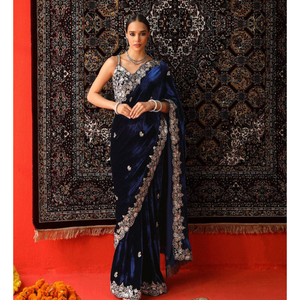 Winter Designer Velvet Women Saree mahezon