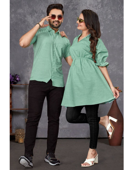 Couple wear Same Matching Men Shirt and Women's Tunic Set mahezon