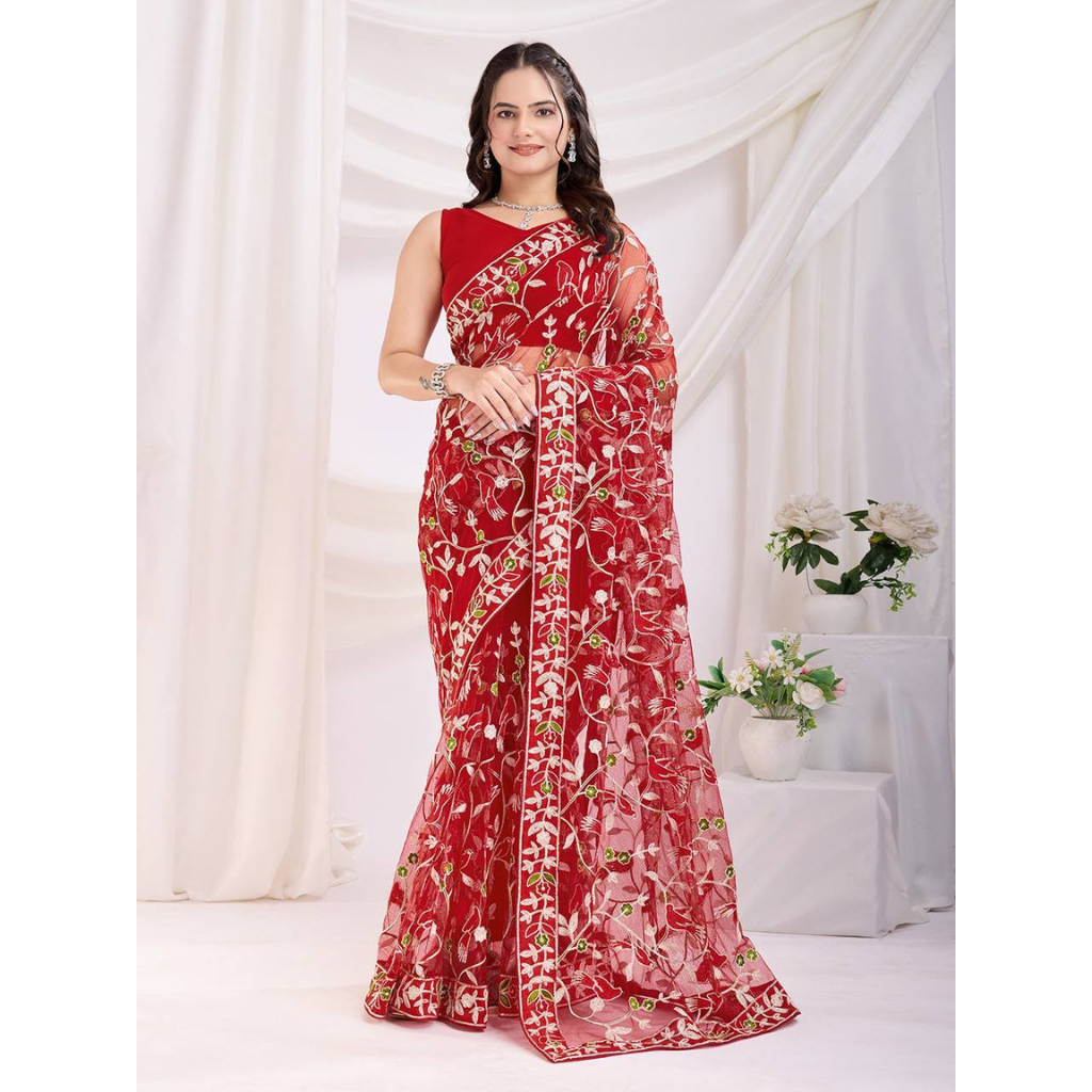 saree dress for women Mocha Brown Polka Dot  Pasha India contrasting finish that enhances the Saree Gown silhouette Shop Designer Saree Gowns in