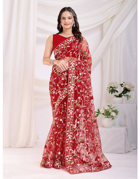 Designer Embroidery Fancy Party wear Women's Saree mahezon