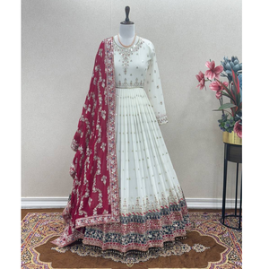 Party Wear Designer Embroidery Sequin Women Gown Dupatta Suit mahezon