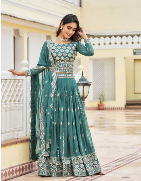 Festive Designer Ethnic Embroidery Sequence Women Lehenga Choli Dupatta mahezon