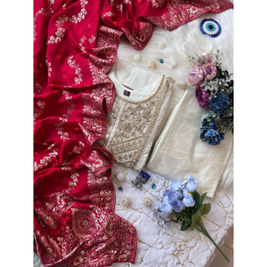 Festive Embroidery Anarkali Women’s Kurti Pant Dupatta Suit mahezon