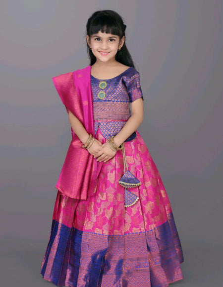 Ethnic Kids Pink Girl Lehenga Choli Dupatta mahezon