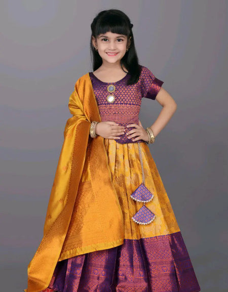 Ethnic Kids Yellow Girl Lehenga Choli Dupatta mahezon