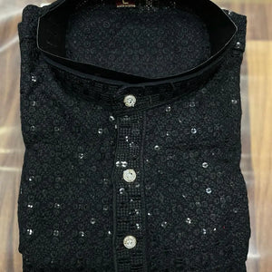 Father and Son Black Same Matching Kurta Dress Set mahezon