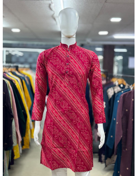 Festive Bandhani Print Men Kurta Pajama Set mahezon