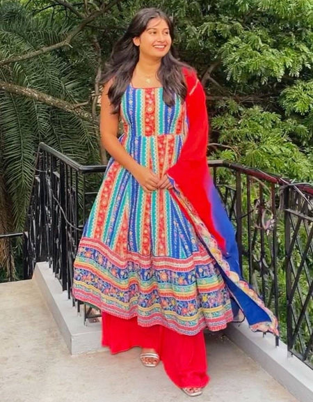 Festive Designer Women’s Kurti Palazzo Dupatta Set mahezon