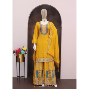 Festive Designer Women Top Palazzo Dupatta Suit mahezon