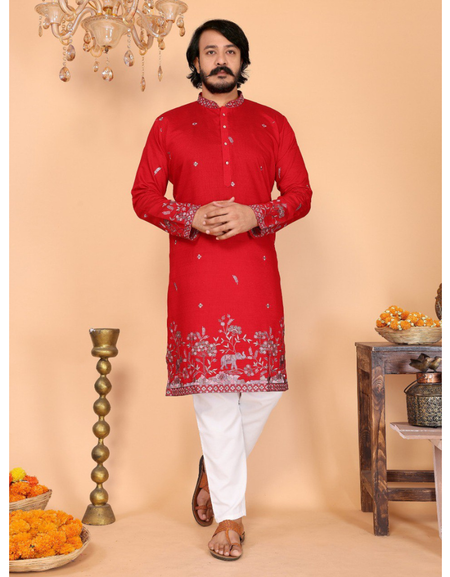 Festive Men’s Cotton Traditional Kurta Pyjama Set mahezon