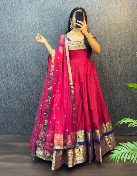 Festive Women’s Gown Dupatta Dress