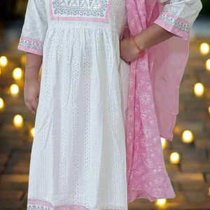 White Naira Cut Party Wear Women's Kurta Suit Dress mahezon