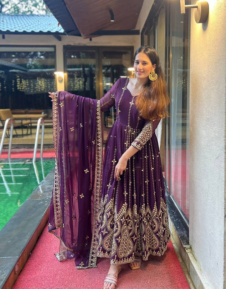 Women's Designer Anarkali Kurta Pant Dupatta Suit for Wedding and Raksha bandhan mahezon