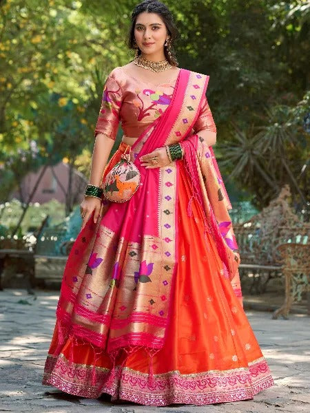 Designer Paithani orders Bridal Lehenga for Wedding Reception & Festivals with Choli and Dupatta, Lehenga, lehenga choli, WOMEN WARE LEHENGA