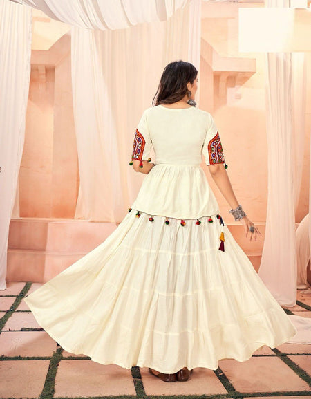 Navratri Women White Top and Skirt Dress mahezon