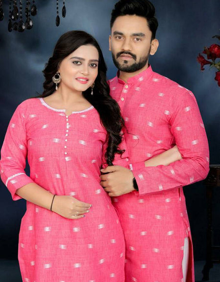 Couple wear Pink Indian Traditional Same Matching Outfits mahezon