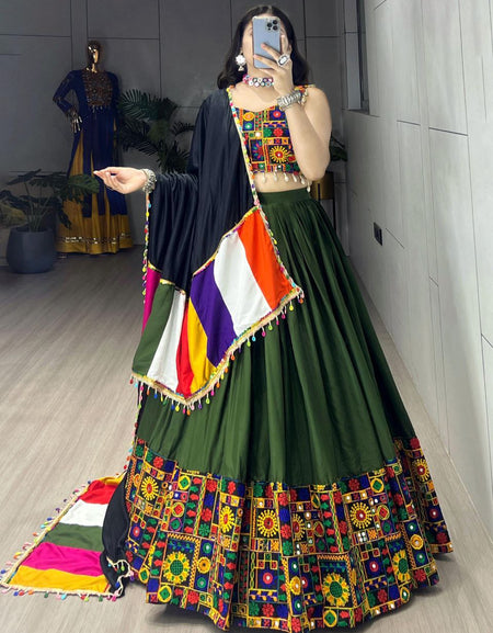 Navratri Green Special Embroidery Premium Women Lehenga Choli mahezon