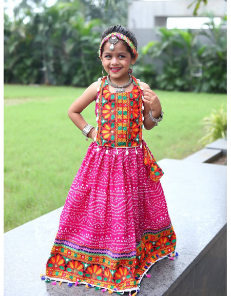 Indian Navratri Garba Kids Girls Black Lehenga Blouse mahezon
