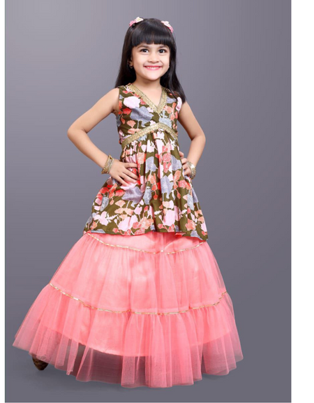 Kids Girls Designer Party wear Kurta Skirt Dress