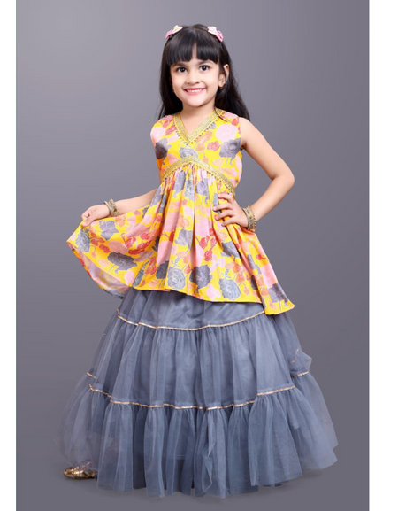 Kids Girls Designer Party wear Kurta Skirt Dress