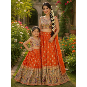 Festive Mother Daughter Twinning Lehenga Choli Dupatta Outfit Set mahezon