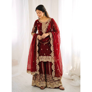 Designer Embroidery Festive Women Kurta Pant Dupatta Suit mahezon