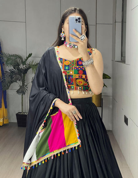 Navratri Black Special Embroidery Premium Women Lehenga Choli mahezon