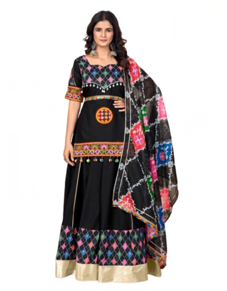 Navratri Festive Garba Black Women Chaniya Choli Dupatta mahezon