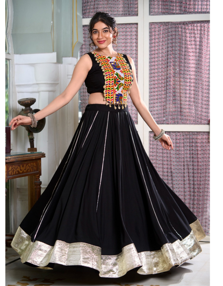 Navratri Gamthi Embroidery Women Lehenga Choli mahezon
