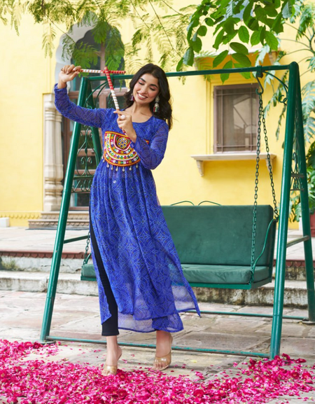 Navratri Garba Bandhej Print Women’s Kurti mahezon