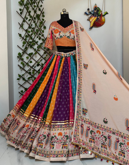 Navratri Garba Embroidery Mirror Work Women Chaniya Choli mahezon