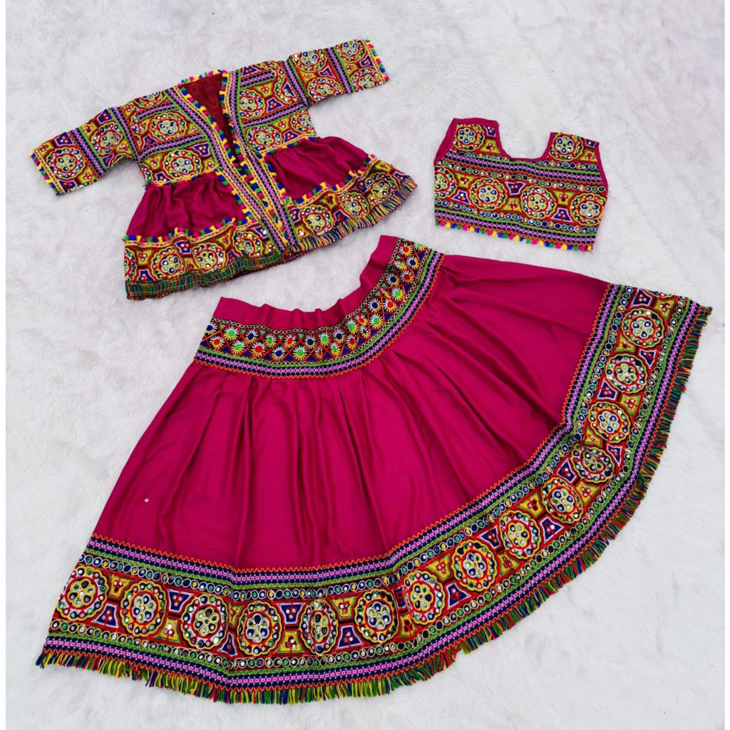 Navratri Garba Kids Girl Lehenga Blouse Kedia - Main Image