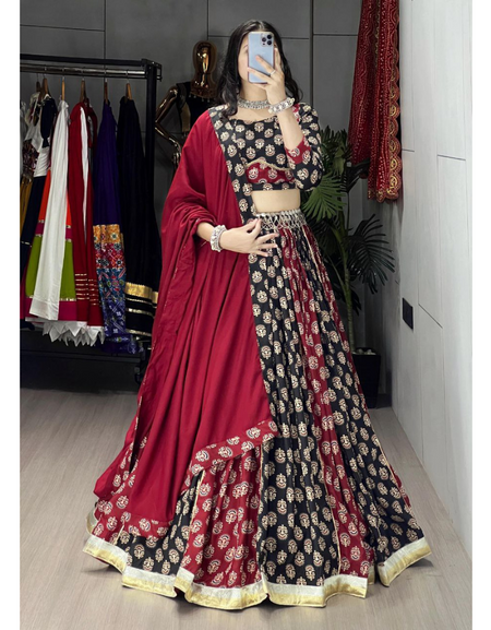 Navratri Special Ajarakh Women Lehenga Choli mahezon