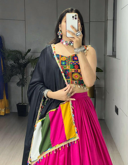 Navratri Special Pink Embroidery Premium Women Lehenga Choli mahezon