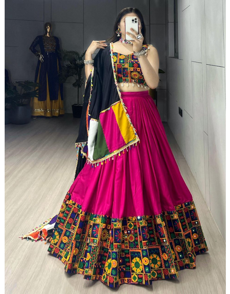Navratri Special Pink Embroidery Premium Women Lehenga Choli mahezon