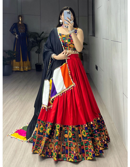 Navratri Special Red Embroidery Premium Women Lehenga Choli mahezon