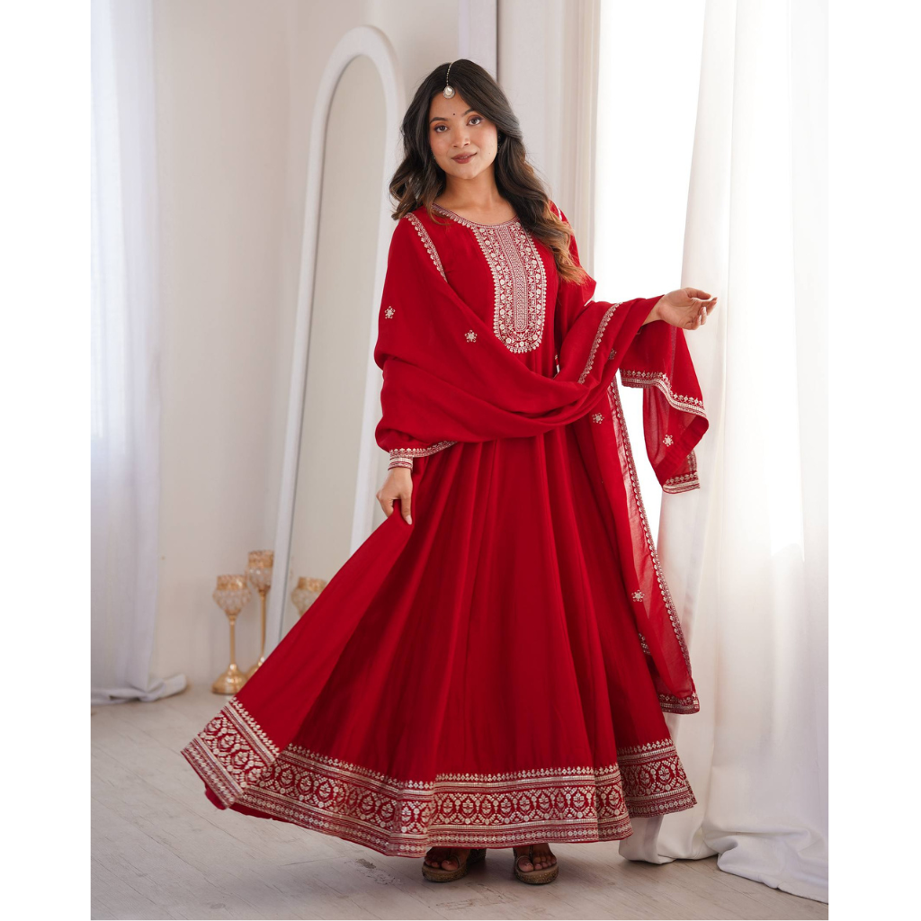 Party Wear Designer Anarkali Women Gown with Dupatta Suit – mahezon