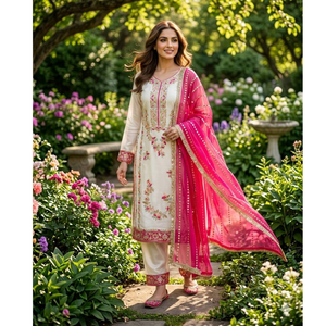 Party Wear Embroidered Women Top Palazzo Dupatta Suit Dress mahezon