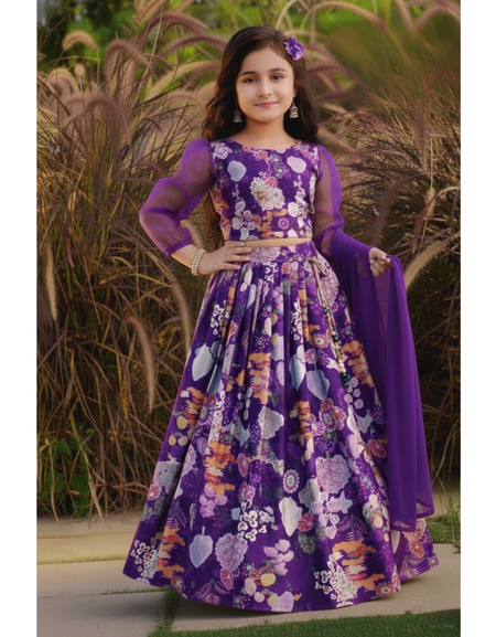 Stylish Readymade Girl Kids Lehenga Blouse Dupatta mahezon