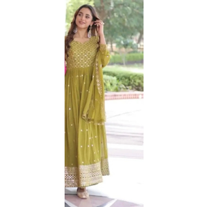 Ready to Wear Designer Embroidery Work Gown with Dupatta Set Fully Stitched mahezon