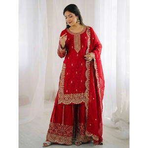 Designer Embroidery Festive Women Kurta Pant Dupatta Suit mahezon