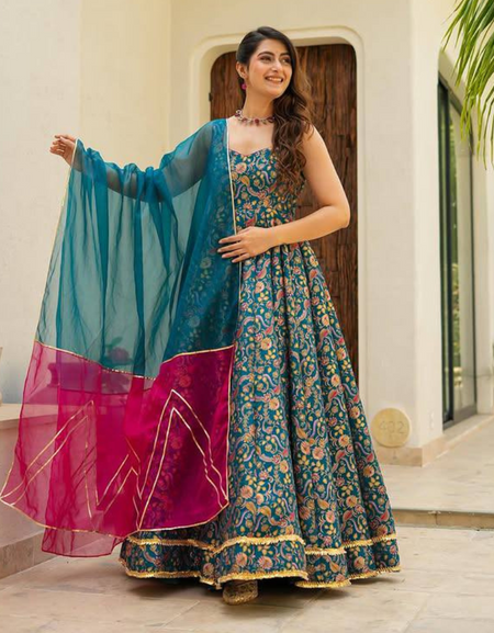 Stylish Designer Party wear Womens Gown Dupatta mahezon