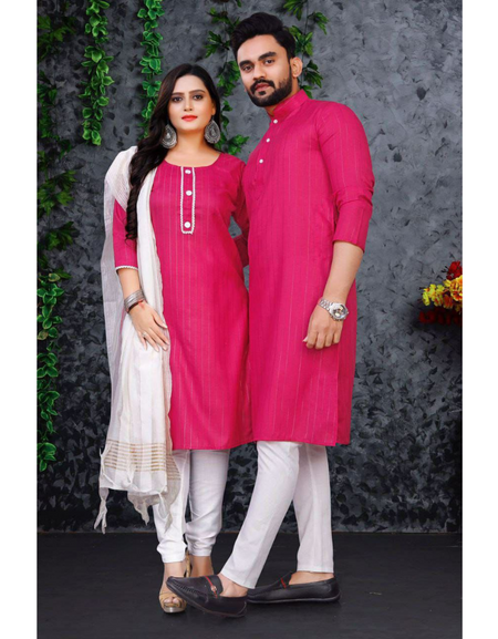 Traditional Couples Wear Indian Same Matching Outfits Set mahezon