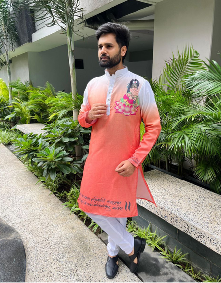 Traditional Indian Men’s Ganesh Chaturthi Special Kurta Pajama mahezon