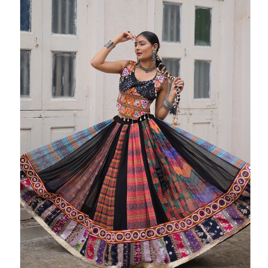 Traditional Navratri Garba Embroidery Women Lehenga Choli mahezon Traditional Navratri Garba Embroidery Women Lehenga Choli mahezon
