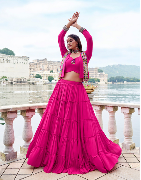 Traditional Navratri Garba Women Lehenga Blouse Koti mahezon