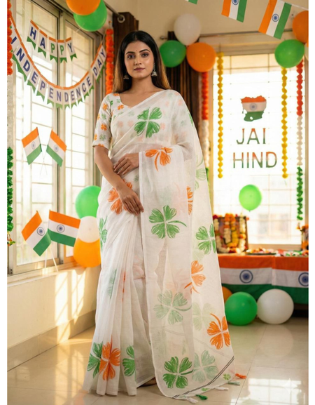 Tricolour Republic Day Women’s Saree mahezon