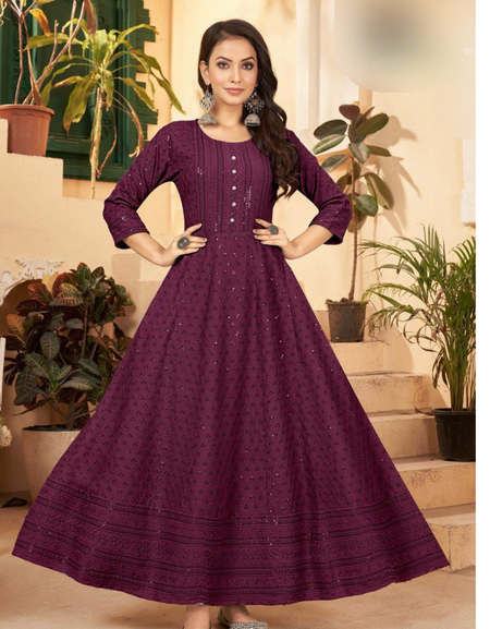 Chikankari Anarkali Women's Gown mahezon