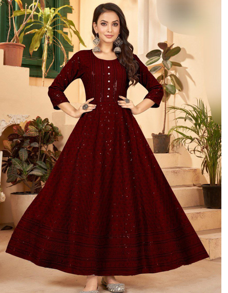 Chikankari Anarkali Women's Gown mahezon