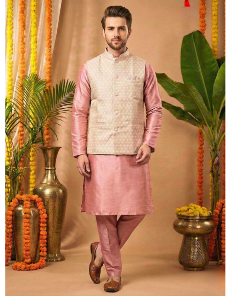 Festive Men’s Kurta Pajama Jacket Set mahezon